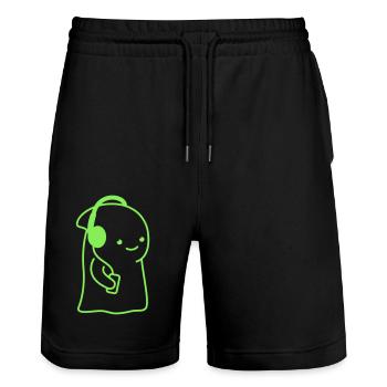 Mignon Horreur Fantôme Halloween Fantôme Écouter de la musique - Short de jogging bio TRAINER Stanley/Stella unisexe - noir - Devant - Nik (191cm) & Marisol (170cm)