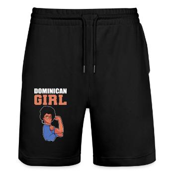Afro Latina - Stanley/Stella Trainer Unisex Organic Jogging Shorts - black - Front - Nik (191cm) & Marisol (170cm)