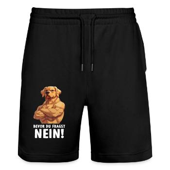 Hund Hunde Bevor du fragst Nein - Stanley/Stella Unisex Bio Joggingshorts Trainer  - Schwarz - Vorne - Nik (191cm) & Marisol (170cm)