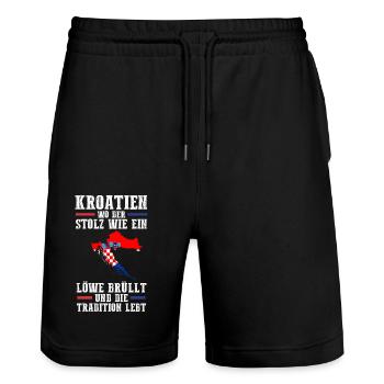 Croate Croate Croatie - Short de jogging bio TRAINER Stanley/Stella unisexe - noir - Devant - Nik (191cm) & Marisol (170cm)