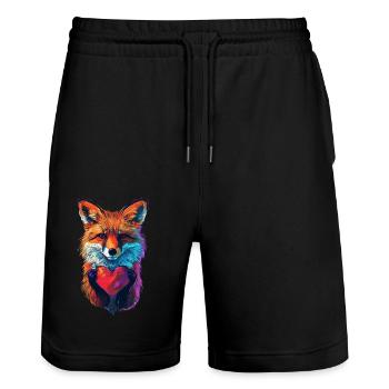 Fuchs - Stanley/Stella Unisex Bio Joggingshorts Trainer  - Schwarz - Vorne - Nik (191cm) & Marisol (170cm)