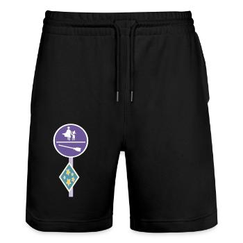 Straßenschild einer magischen Welt - Stanley/Stella Unisex Bio Joggingshorts Trainer  - Schwarz - Vorne - Nik (191cm) & Marisol (170cm)