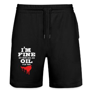 Essential oil - Stanley/Stella Trainer Unisex Organic Jogging Shorts - black - Front - Nik (191cm) & Marisol (170cm)