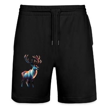 Conception de renne cool - Short de jogging bio TRAINER Stanley/Stella unisexe - noir - Devant - Nik (191cm) & Marisol (170cm)