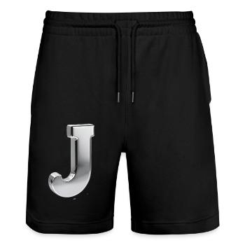Chrome ,, J " Metallic - Stanley/Stella Unisex Bio Joggingshorts Trainer  - Schwarz - Vorne - Nik (191cm) & Marisol (170cm)