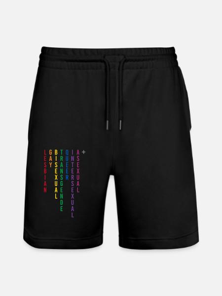 LGBTQIA+ Rainbow Lettering Gender - Stanley/Stella Trainer Unisex Organic Jogging Shorts - black
