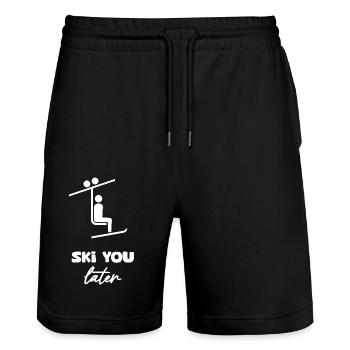 Ski you later - Stanley/Stella Trainer Unisex Organic Jogging Shorts - black - Front - Nik (191cm) & Marisol (170cm)