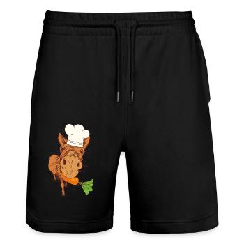 Koch Köche Köchin Esel Küche Kochkunst Gastgeber - Stanley/Stella Unisex Bio Joggingshorts Trainer  - Schwarz - Vorne - Nik (191cm) & Marisol (170cm)