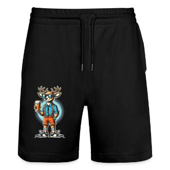 renne cool avec conception de dessin animé de bière - Short de jogging bio TRAINER Stanley/Stella unisexe - noir - Devant - Nik (191cm) & Marisol (170cm)