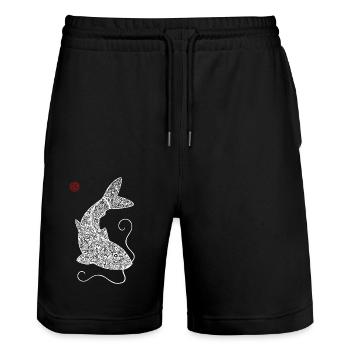 Koi Carp Pattern White - Stanley/Stella Trainer Unisex Organic Jogging Shorts - black - Front - Nik (191cm) & Marisol (170cm)