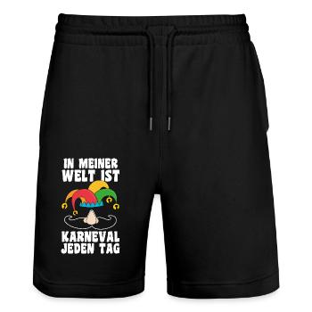 Karnevalskostüm Fasching Karneval - Stanley/Stella Unisex Bio Joggingshorts Trainer  - Schwarz - Vorne - Nik (191cm) & Marisol (170cm)