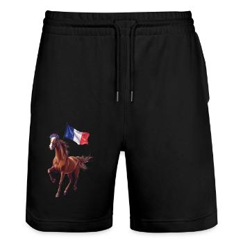 Pferd - Stanley/Stella Unisex Bio Joggingshorts Trainer  - Schwarz - Vorne - Nik (191cm) & Marisol (170cm)