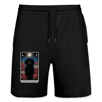 Portugiesischer Wasserhund - Stanley/Stella Unisex Bio Joggingshorts Trainer  - Schwarz - Vorne - Nik (191cm) & Marisol (170cm)