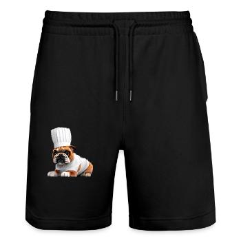 Bulldog Restaurateur Chien Cuisiniers Chiens Propriétaires de chiens - Short de jogging bio TRAINER Stanley/Stella unisexe - noir - Devant - Nik (191cm) & Marisol (170cm)