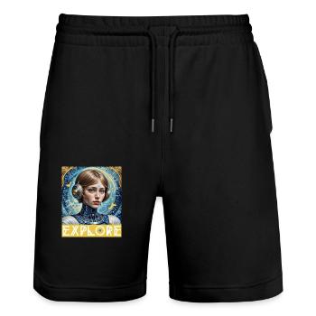Osez explorer - Short de jogging bio TRAINER Stanley/Stella unisexe - noir - Devant - Nik (191cm) & Marisol (170cm)