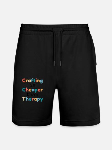 Crafting is Cheaper than Therapy - Stanley/Stella Trainer Unisex Organic Jogging Shorts - black