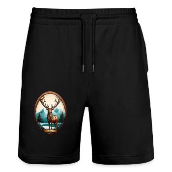 Reindeer - Stanley/Stella Trainer Unisex Organic Jogging Shorts - black - Front - Nik (191cm) & Marisol (170cm)
