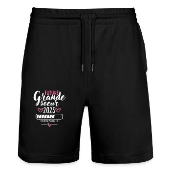 Zukunft große Schwester 2025 - Stanley/Stella Unisex Bio Joggingshorts Trainer  - Schwarz - Vorne - Nik (191cm) & Marisol (170cm)