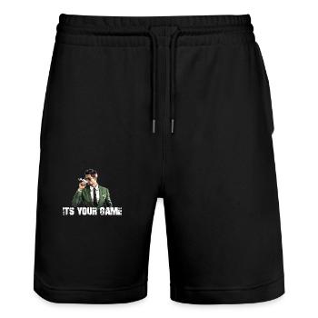 Es ist dein Spiel Motivation Smoke Rauchen - Stanley/Stella Unisex Bio Joggingshorts Trainer  - Schwarz - Vorne - Nik (191cm) & Marisol (170cm)