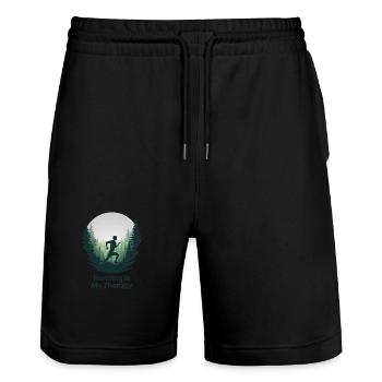 Running is My Therapy – Laufen in der Natur - Stanley/Stella Unisex Bio Joggingshorts Trainer  - Schwarz - Vorne - Nik (191cm) & Marisol (170cm)