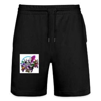 Madness n Mayhem - Stanley/Stella Trainer Unisex Organic Jogging Shorts - black - Front - Nik (191cm) & Marisol (170cm)
