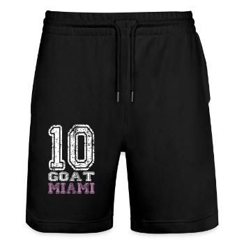 Goat - Stanley/Stella Trainer Unisex Organic Jogging Shorts - black - Front - Nik (191cm) & Marisol (170cm)