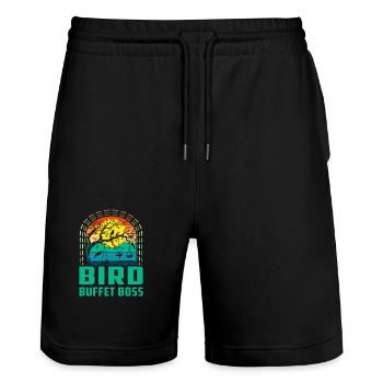 Vogel-Buffet - Stanley/Stella Unisex Bio Joggingshorts Trainer  - Schwarz - Vorne - Nik (191cm) & Marisol (170cm)