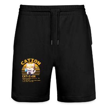 Cation - Short de jogging bio TRAINER Stanley/Stella unisexe - noir - Devant - Nik (191cm) & Marisol (170cm)