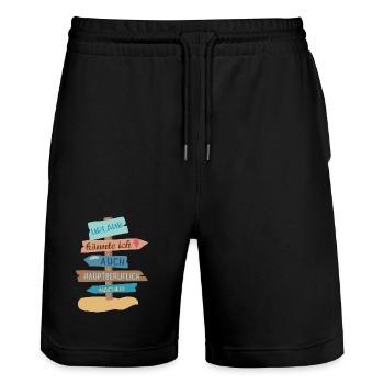 Urlaub - Stanley/Stella Unisex Bio Joggingshorts Trainer  - Schwarz - Vorne - Nik (191cm) & Marisol (170cm)