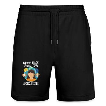 Introvert - Stanley/Stella Trainer Unisex Organic Jogging Shorts - black - Front - Nik (191cm) & Marisol (170cm)