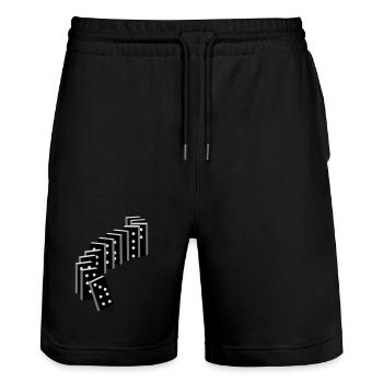 Legespiel mit Domino Spielsteine - Stanley/Stella Unisex Bio Joggingshorts Trainer  - Schwarz - Vorne - Nik (191cm) & Marisol (170cm)