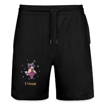 T-shirt Raccoon Back to School Kids de la 1 classe - Short de jogging bio TRAINER Stanley/Stella unisexe - noir - Devant - Nik (191cm) & Marisol (170cm)