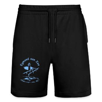 Egmond aan Zee Leuchtturm - Stanley/Stella Unisex Bio Joggingshorts Trainer  - Schwarz - Vorne - Nik (191cm) & Marisol (170cm)