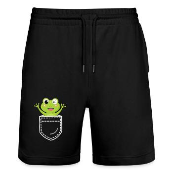 Frog Frogs - Stanley/Stella Trainer Unisex Organic Jogging Shorts - black - Front - Nik (191cm) & Marisol (170cm)