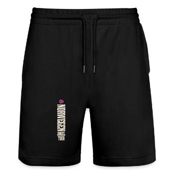 Norwegen Angeltour Angeln Angler Fischen - Stanley/Stella Unisex Bio Joggingshorts Trainer  - Schwarz - Vorne - Nik (191cm) & Marisol (170cm)