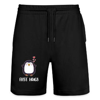 Animal Mignon Pingouin Coeur Déclaration Oiseau Pôle Sud - Short de jogging bio TRAINER Stanley/Stella unisexe - noir - Devant - Nik (191cm) & Marisol (170cm)