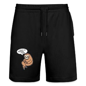 Relax Animal Statement Sloth Zoo Lazy Sleep - Stanley/Stella Trainer Unisex Organic Jogging Shorts - black - Front - Nik (191cm) & Marisol (170cm)