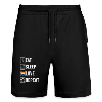 Lgbt Herz Liebe Lesbisch Transgender Statement - Stanley/Stella Unisex Bio Joggingshorts Trainer  - Schwarz - Vorne - Nik (191cm) & Marisol (170cm)