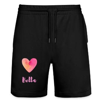 T-shirt Bella Pink Heart Nom Italien - Short de jogging bio TRAINER Stanley/Stella unisexe - noir - Devant - Nik (191cm) & Marisol (170cm)