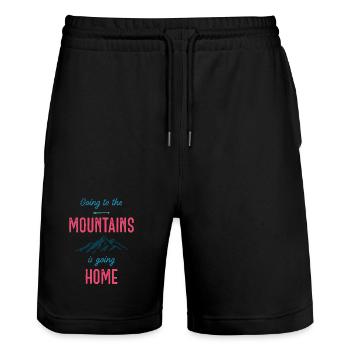 Aller à la montagne, c’est rentrer à la maison - Short de jogging bio TRAINER Stanley/Stella unisexe - noir - Devant - Nik (191cm) & Marisol (170cm)