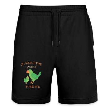 Enfant Je vais être Grand Frère 2024 Annoncer Gros - Short de jogging bio TRAINER Stanley/Stella unisexe - noir - Devant - Nik (191cm) & Marisol (170cm)