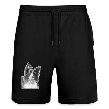 Border collie n°3 - Short de jogging bio TRAINER Stanley/Stella unisexe - noir - Devant - Nik (191cm) & Marisol (170cm)