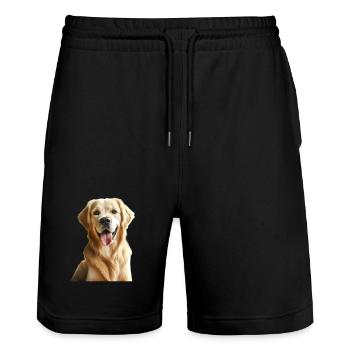 Un Golden Retriever heureux - Short de jogging bio TRAINER Stanley/Stella unisexe - noir - Devant - Nik (191cm) & Marisol (170cm)