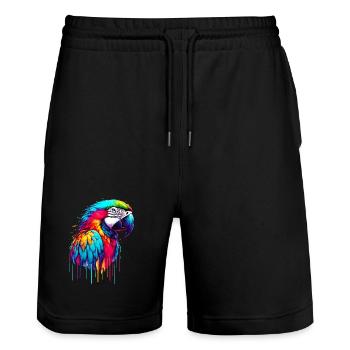 Papagei - Stanley/Stella Unisex Bio Joggingshorts Trainer  - Schwarz - Vorne - Nik (191cm) & Marisol (170cm)