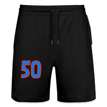 50. 50 JAHRE. 50-JÄHRIGES JUBILÄUM. 50-JÄHRIGES JUBILÄUM. - Stanley/Stella Unisex Bio Joggingshorts Trainer  - Schwarz - Vorne - Nik (191cm) & Marisol (170cm)