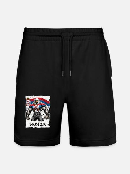 Serbia Eagle Bodybuilding Design - Stanley/Stella Trainer Unisex Organic Jogging Shorts - black