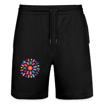 ALLES GUTE ZUM GEBURTSTAG. ALLES GUTE ZUM GEBURTSTAG. GLÜCKWUNSCH - Stanley/Stella Unisex Bio Joggingshorts Trainer  - Schwarz - Vorne - Nik (191cm) & Marisol (170cm)