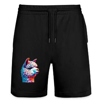 Alpaca - Stanley/Stella Trainer Unisex Organic Jogging Shorts - black - Front - Nik (191cm) & Marisol (170cm)