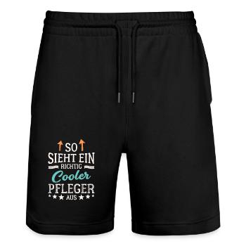 So sieht ein richtig cooler Pfleger aus - Stanley/Stella Unisex Bio Joggingshorts Trainer  - Schwarz - Vorne - Nik (191cm) & Marisol (170cm)