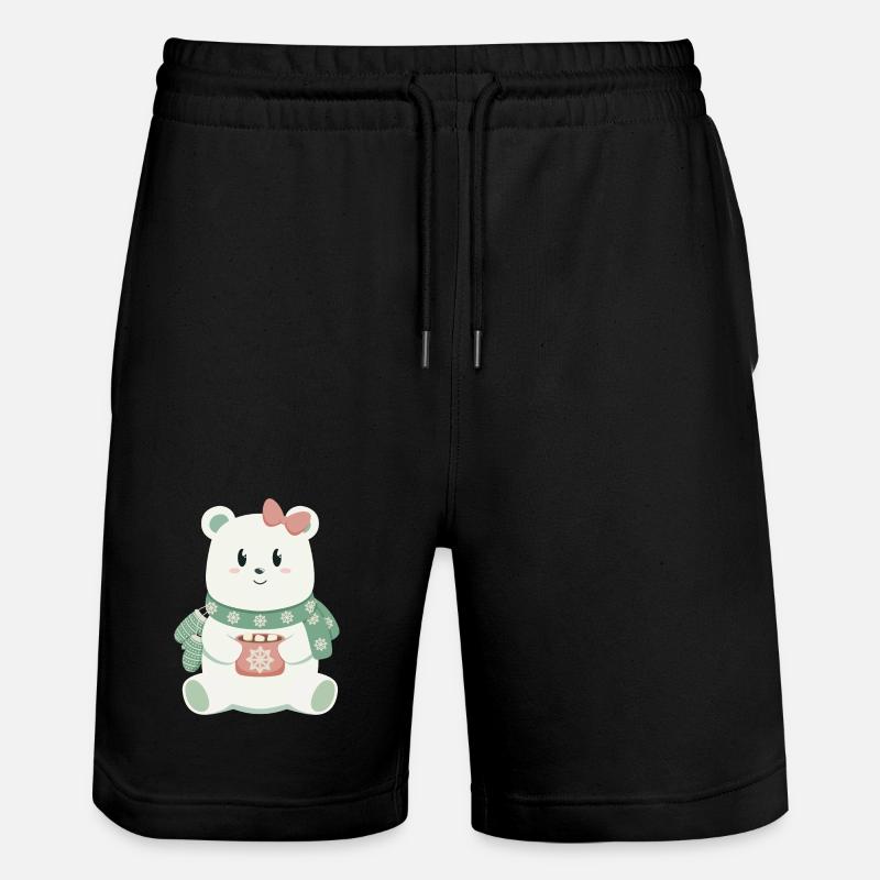 Eisbär mit Schleife - Stanley/Stella Unisex Bio Joggingshorts Trainer  - Schwarz